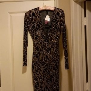 Black and gold dress, L